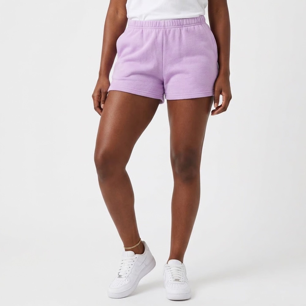 Rosio USA Lilac Purple Fleece Lounge Shorts Womens Large Elastic Waist